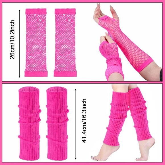 80s Accessories for Women Girls Neon Retro Party Outfits Pink Fanny Pack Leg War